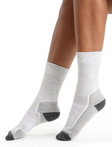 Chaussettes Icebreaker Merino Hike+ Light Crew Femme Blanche Grise | FR 1428KORI